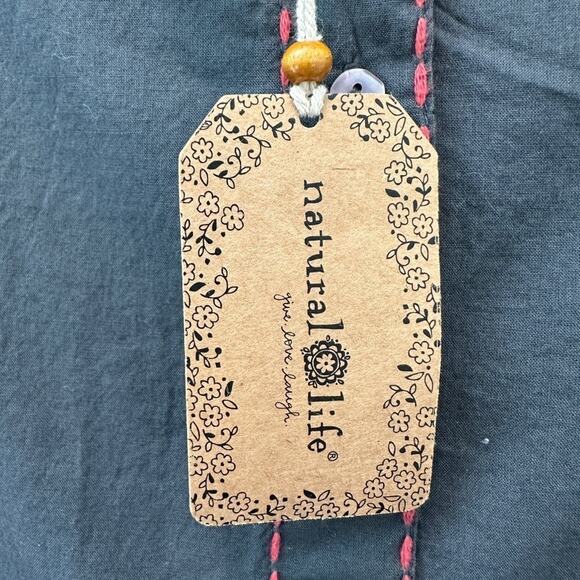 NATURAL LIFE Shirt Dress Gray Button Front Belted Star Elbow Patch NWT | Medium - Picture 7 of 8